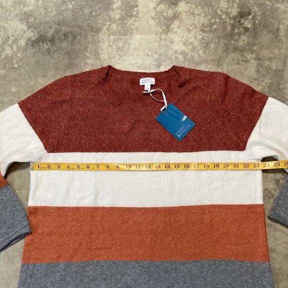 Market Spruce Sweater Womens 2X Stipe Colorblock Crewneck Soft Cozy Comfort - Picture 2 of 7